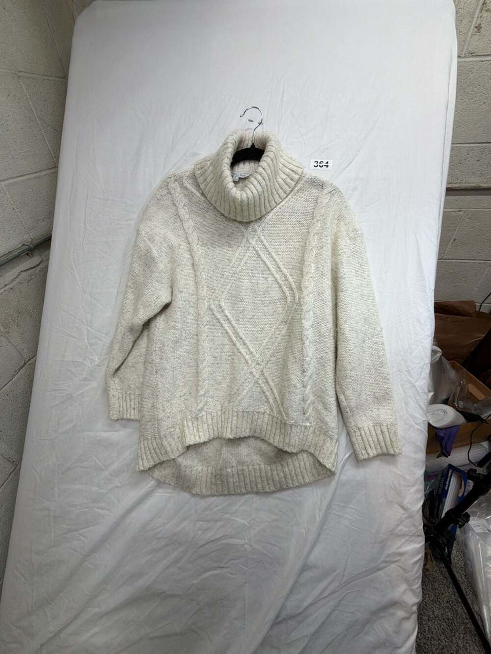 Ophelia Roe Womens Cream Turtleneck Cable Knit Sweater Size L